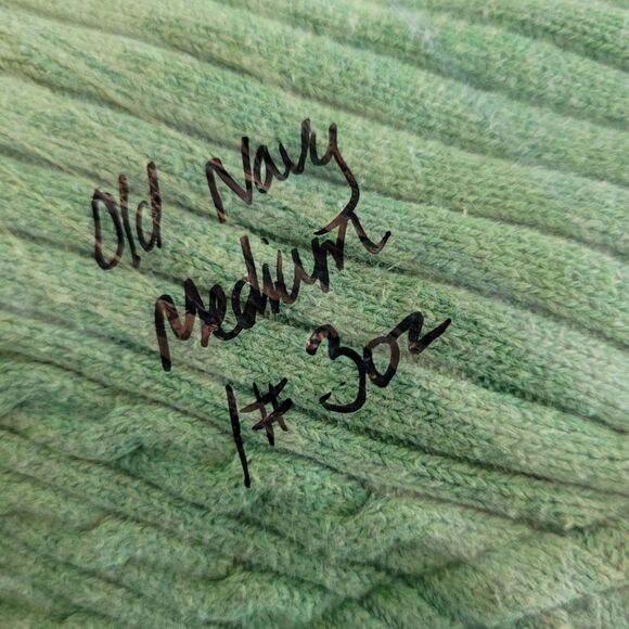 Old Navy Y2K Ribbed Cable Knit Hooded Sweater Womens Medium M Green Deep V Neck - Picture 10 of 10